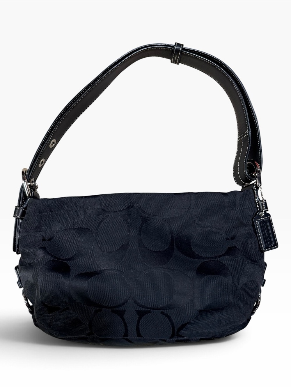 Coach F15068 Chelsea Signature Optic Duffle Shoulder Bag - Black on Black Y2K